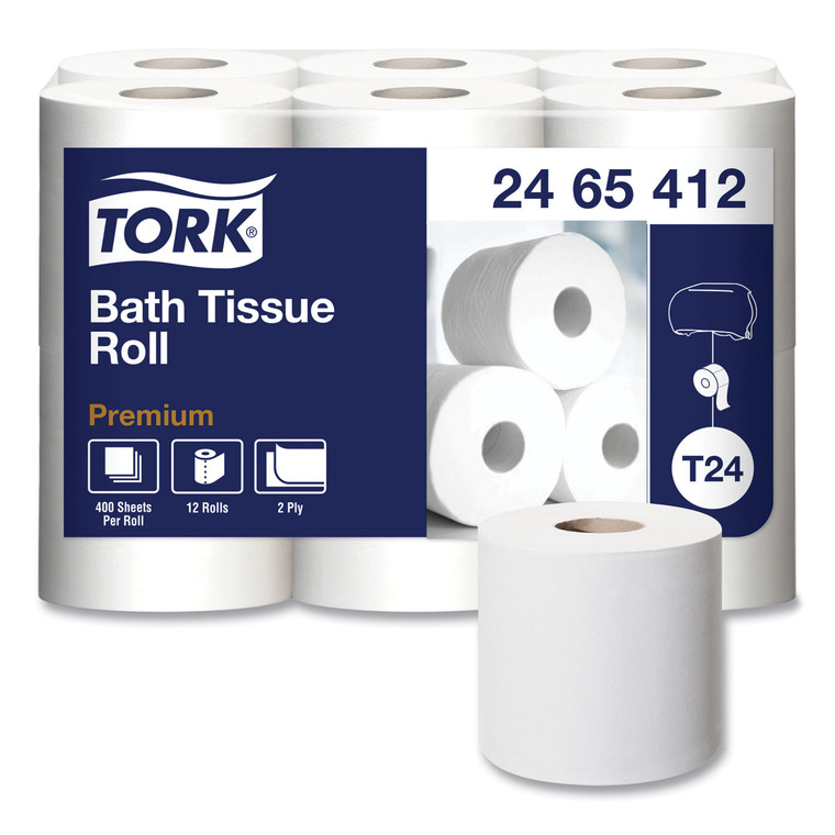 Premium Poly-Pack Bath Tissue, Septic Safe, 2-Ply, White, 4.1" X 4", 400 Sheets/roll, 12 Rolls/pack, 4 Packs/carton - TRK2465412