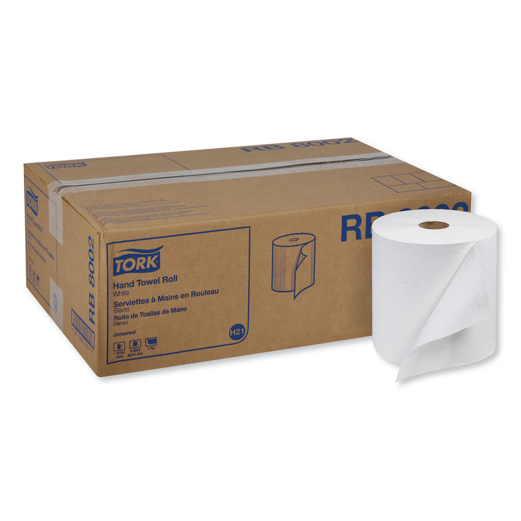 Universal Hand Towel Roll, 7.88" X 800 Ft, White, 6 Rolls/carton - TRKRB8002