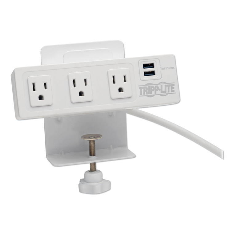 Three-Outlet Surge Protector With Two Usb Ports, 10 Ft Cord, 510 Joules, White - TRPTLP310USBCW