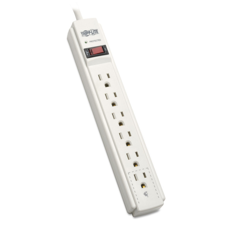 Protect It! Surge Protector, 6 Outlets, 6 Ft Cord, 790 Joules, Light Gray - TRPTLP606