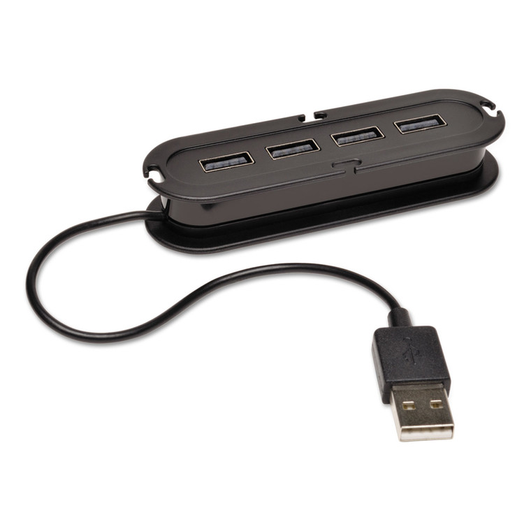 Usb 2.0 Ultra-Mini Compact Hub With Power Adapter, 4 Ports, Black - TRPU222004R