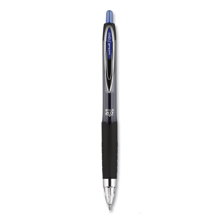 Signo 207 Gel Pen, Retractable, Bold 1 Mm, Blue Ink, Black/blue Barrel, Dozen - UBC1790896