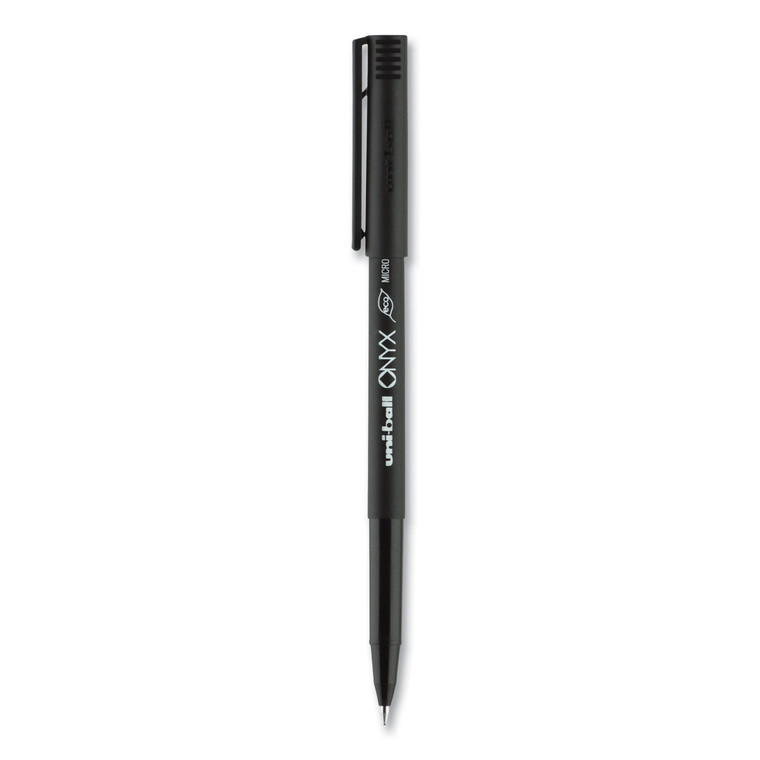 Onyx Roller Ball Pen, Stick, Micro 0.5 Mm, Black Ink, Black Matte Barrel, Dozen - UBC60040