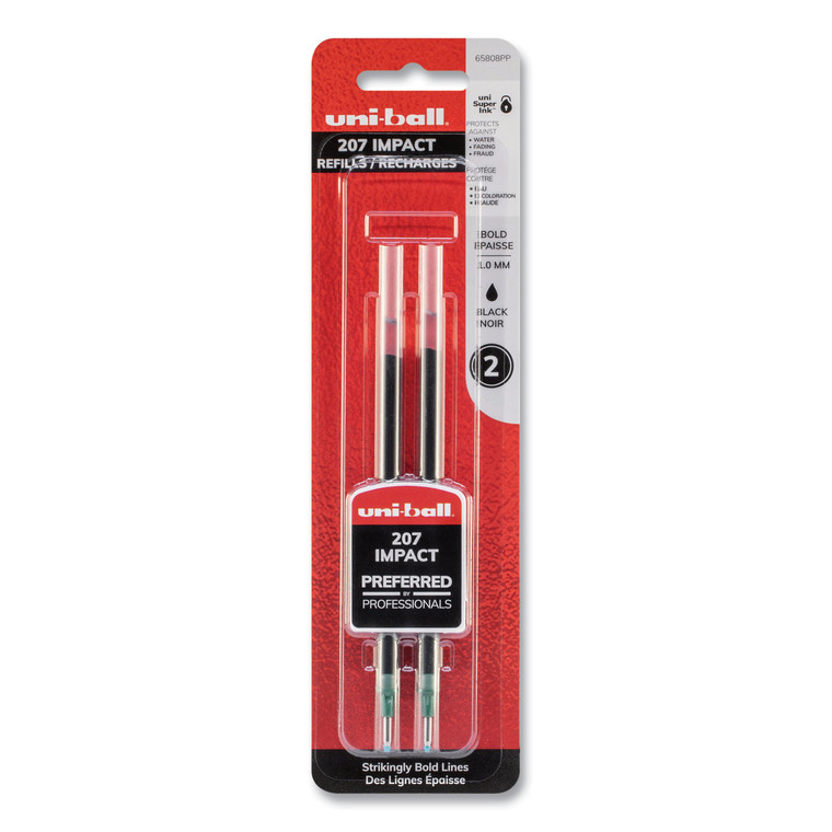 Refill For Gel Impact Gel Pens, Bold Conical Tip, Black Ink, 2/pack - UBC65808