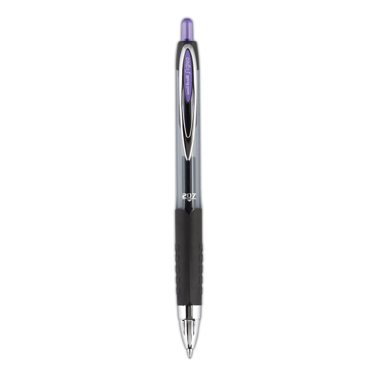 Signo 207 Gel Pen, Retractable, Medium 0.7 Mm, Purple Ink, Smoke/black/purple Barrel, Dozen - UBC70221