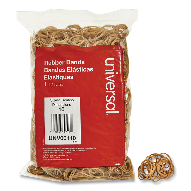 Rubber Bands, Size 10, 0.04" Gauge, Beige, 1 Lb Box, 3,400/pack - UNV00110