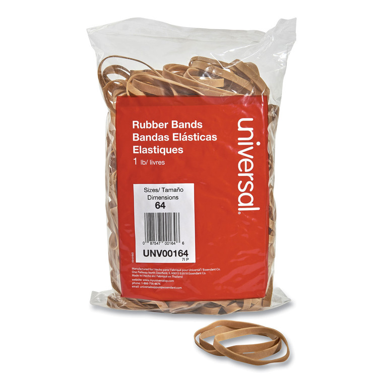 Rubber Bands, Size 64, 0.04" Gauge, Beige, 1 Lb Bag, 320/pack - UNV00164