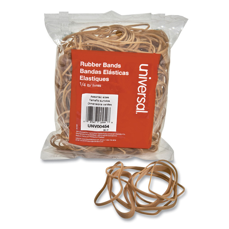 Rubber Bands, Size 54 (assorted), Assorted Gauges, Beige, 4 Oz Box - UNV00454