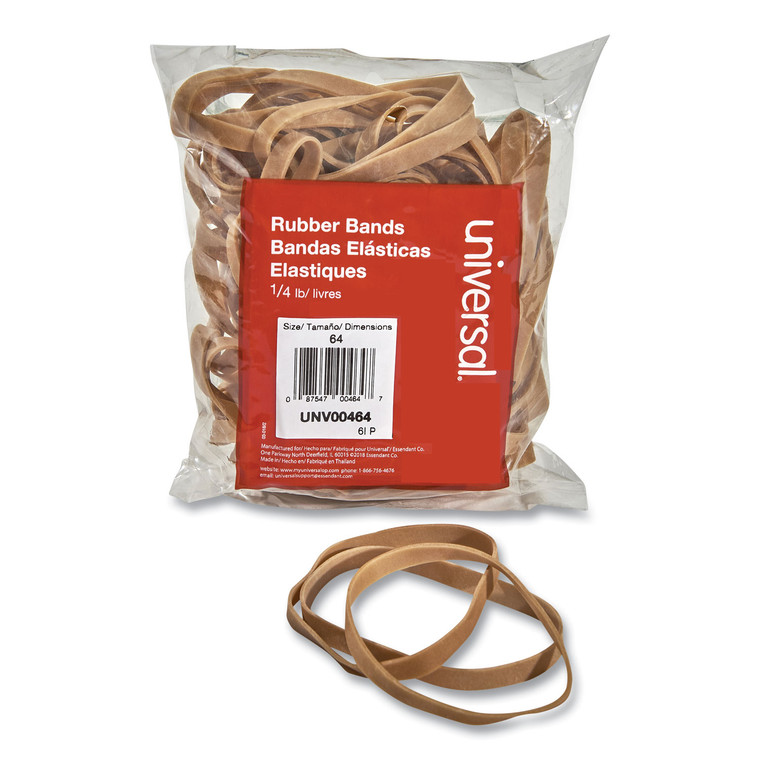 Rubber Bands, Size 64, 0.04" Gauge, Beige, 4 Oz Box, 80/pack - UNV00464