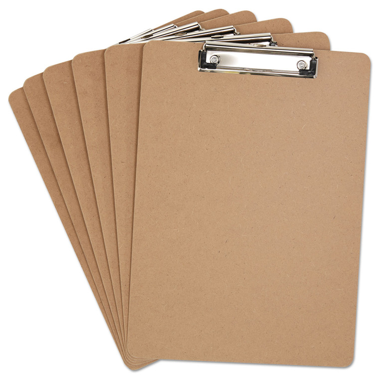 Hardboard Clipboard, 1/2" Capacity, Holds 8 1/2w X 12h, Brown, 6/pack - UNV05562