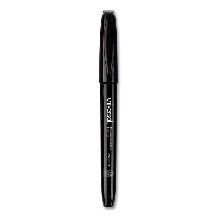 Pen-Style Permanent Marker, Fine Bullet Tip, Black, Dozen - UNV07071