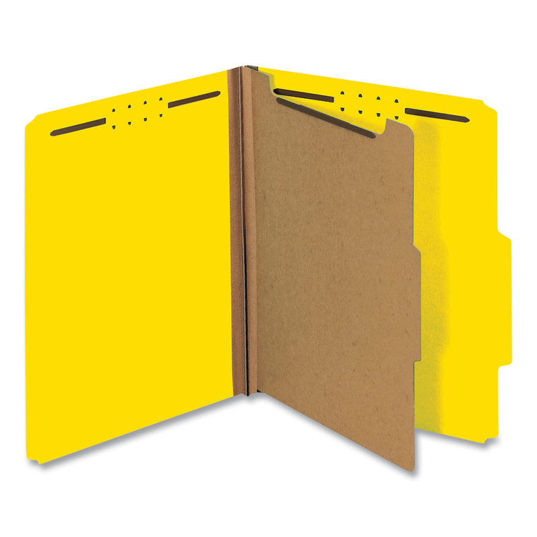 Bright Colored Pressboard Classification Folders, 1 Divider, Letter Size, Yellow, 10/box - UNV10204