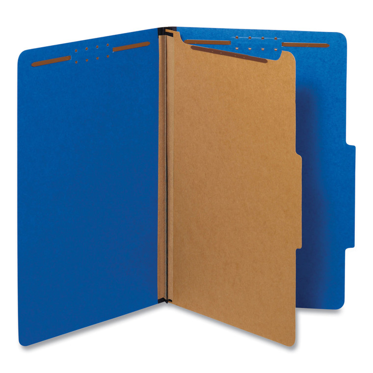 Bright Colored Pressboard Classification Folders, 1 Divider, Legal Size, Cobalt Blue, 10/box - UNV10211