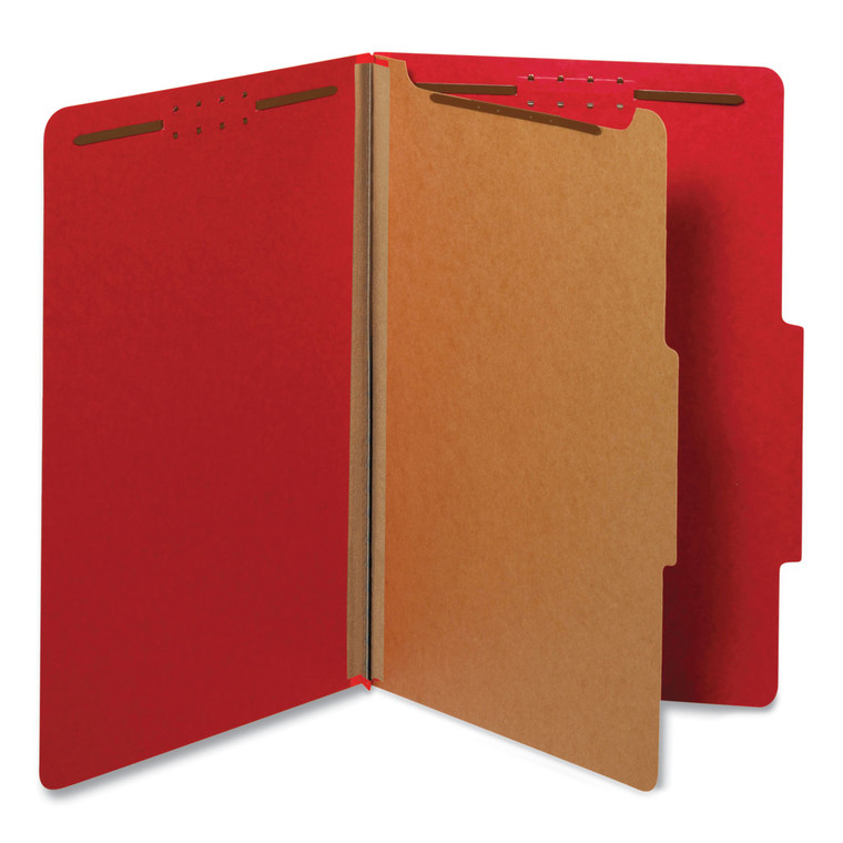 Bright Colored Pressboard Classification Folders, 1 Divider, Legal Size, Ruby Red, 10/box - UNV10213