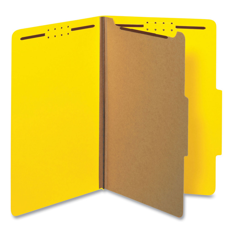 Bright Colored Pressboard Classification Folders, 1 Divider, Legal Size, Yellow, 10/box - UNV10214