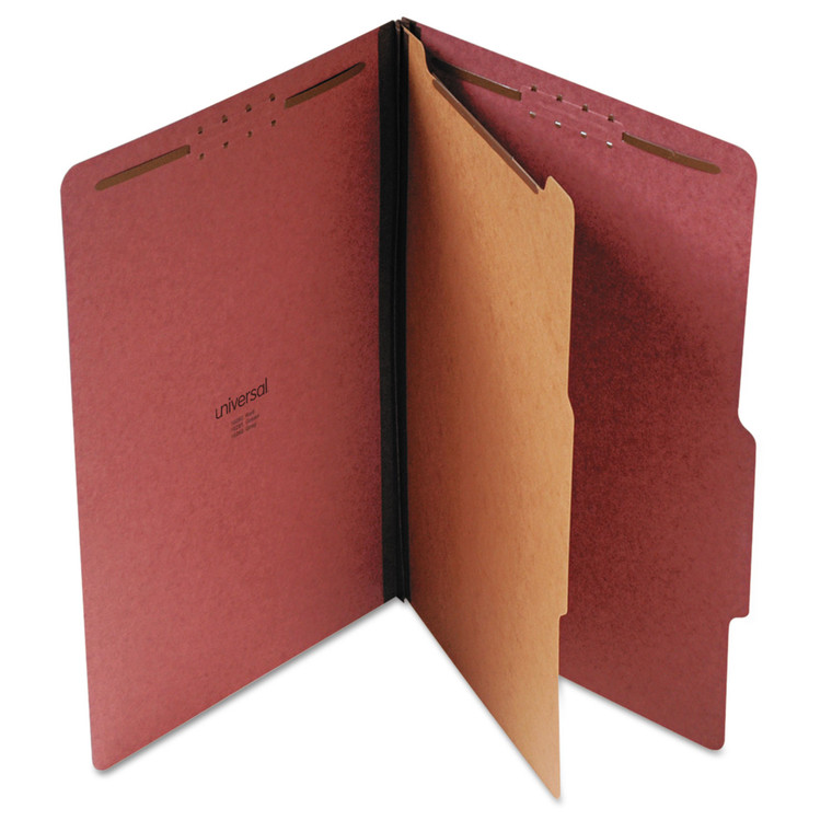 Four-Section Pressboard Classification Folders, 1 Divider, Legal Size, Red, 10/box - UNV10260
