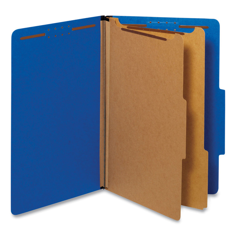 Bright Colored Pressboard Classification Folders, 2 Dividers, Legal Size, Cobalt Blue, 10/box - UNV10311