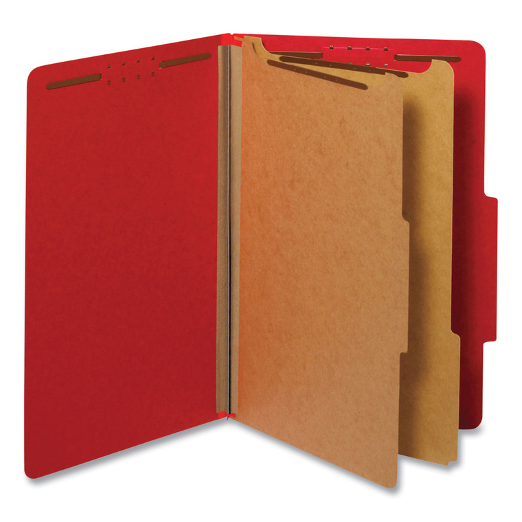 Bright Colored Pressboard Classification Folders, 2 Dividers, Legal Size, Ruby Red, 10/box - UNV10313