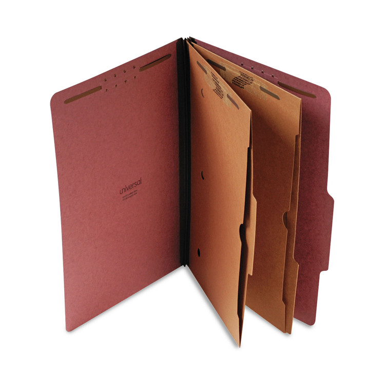 Six-Section Classification Folder W/ Pockets, 2 Dividers, Legal Size, Red, 10/box - UNV10326