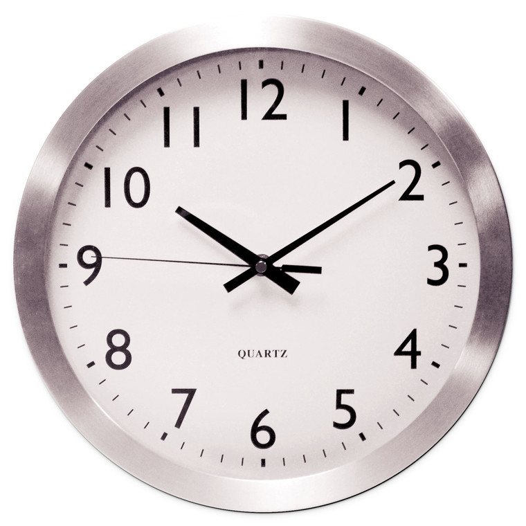 Brushed Aluminum Wall Clock, 12" Overall Diameter, Silver Case, 1 Aa (sold Separately) - UNV10425