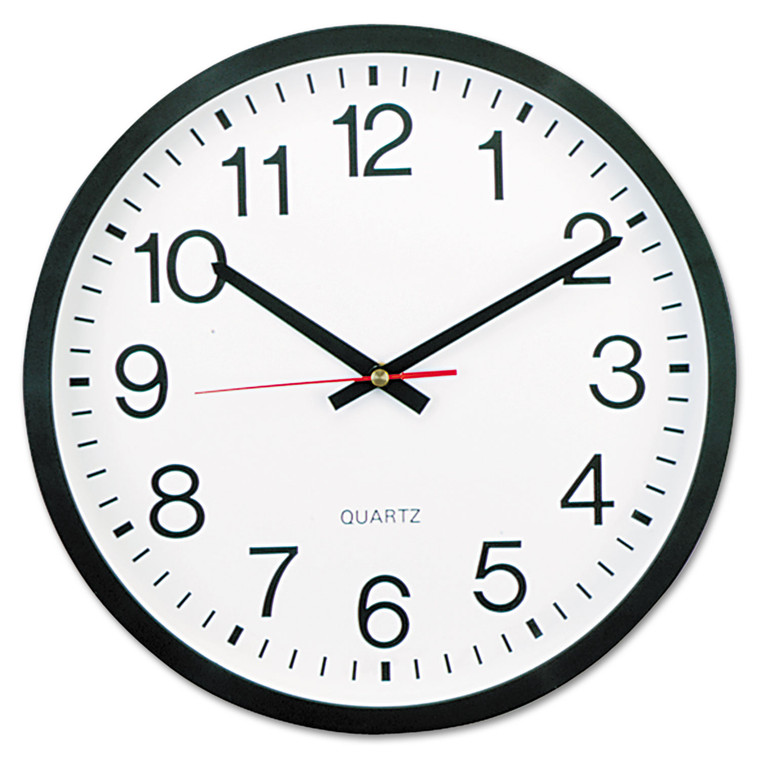 Classic Round Wall Clock, 12.63" Overall Diameter, Black Case, 1 Aa (sold Separately) - UNV10431