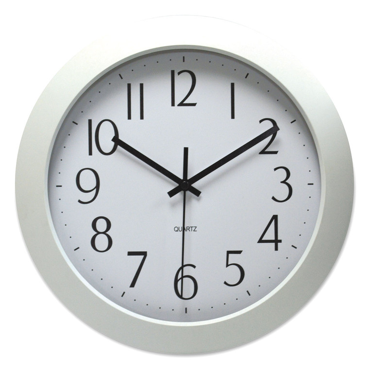 Whisper Quiet Clock, 12" Overall Diameter, White Case, 1 Aa (sold Separately) - UNV10461