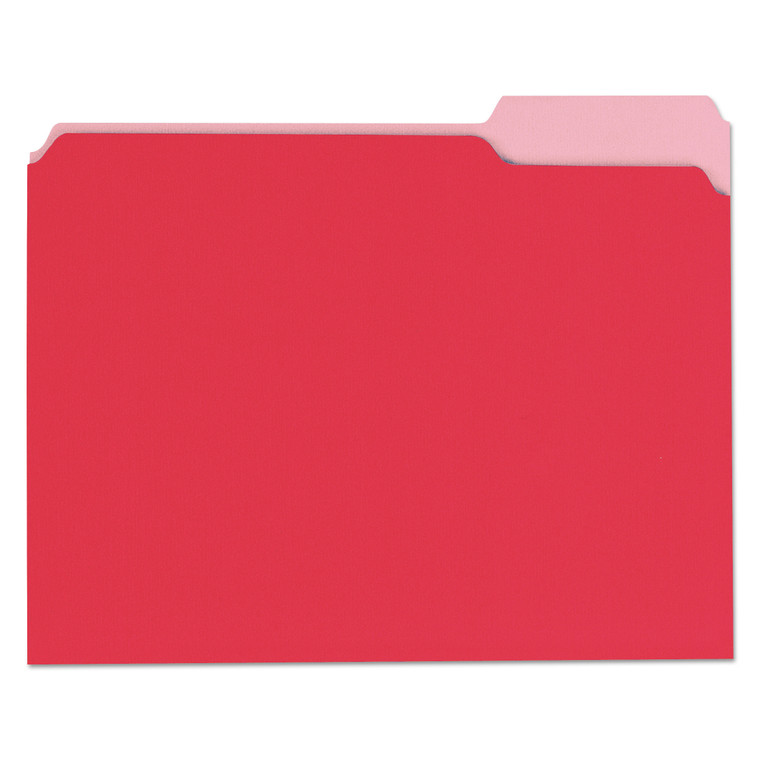 Deluxe Colored Top Tab File Folders, 1/3-Cut Tabs, Letter Size, Red/light Red, 100/box - UNV10503