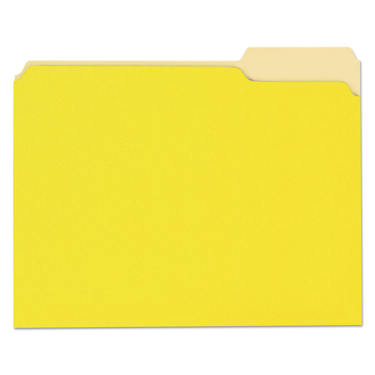 Deluxe Colored Top Tab File Folders, 1/3-Cut Tabs, Letter Size, Yellowith Light Yellow, 100/box - UNV10504