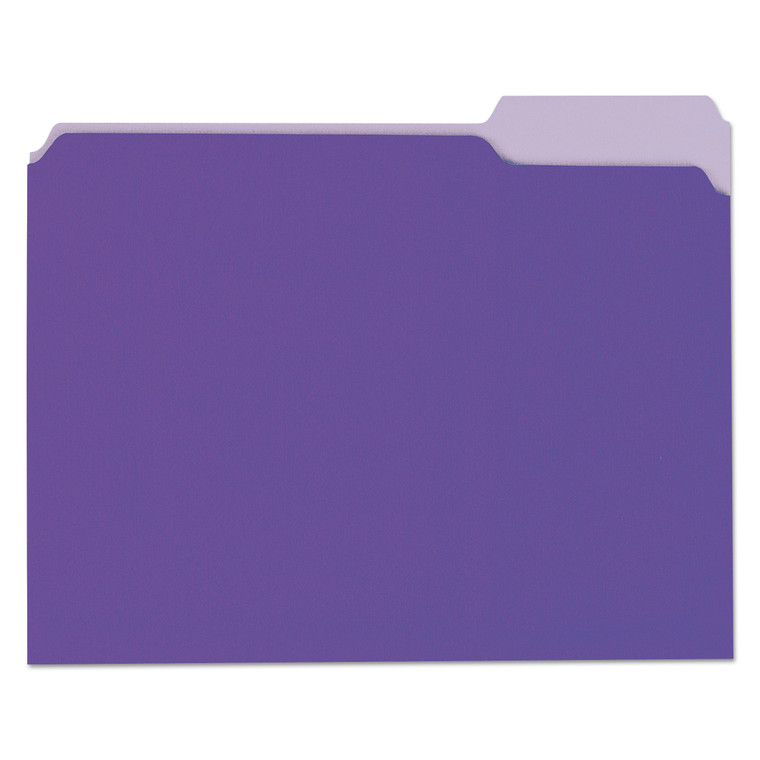 Deluxe Colored Top Tab File Folders, 1/3-Cut Tabs, Letter Size, Violet/light Violet, 100/box - UNV10505