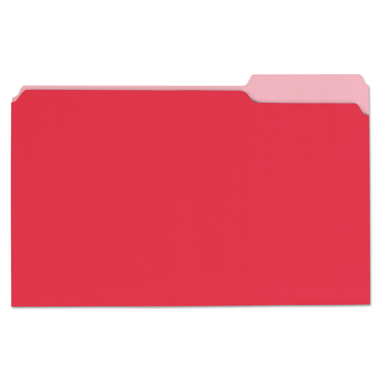 Deluxe Colored Top Tab File Folders, 1/3-Cut Tabs, Legal Size, Red/light Red, 100/box - UNV10523