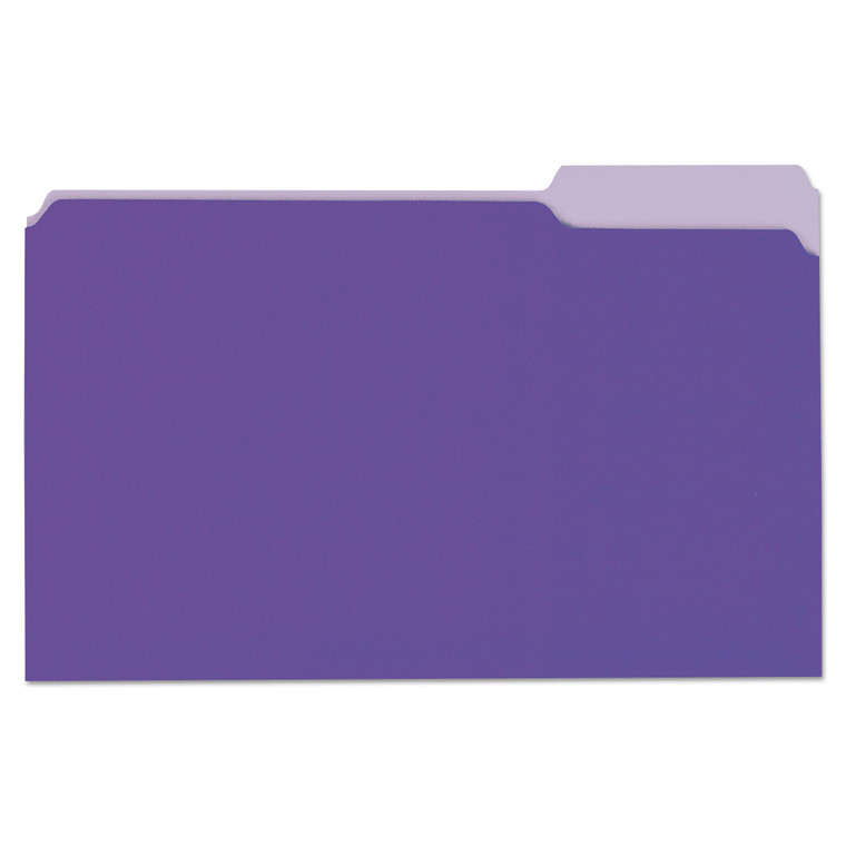 Deluxe Colored Top Tab File Folders, 1/3-Cut Tabs, Legal Size, Violet/light Violet, 100/box - UNV10525