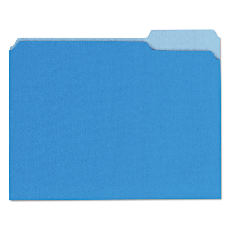 Interior File Folders, 1/3-Cut Tabs, Letter Size, Blue, 100/box - UNV12301