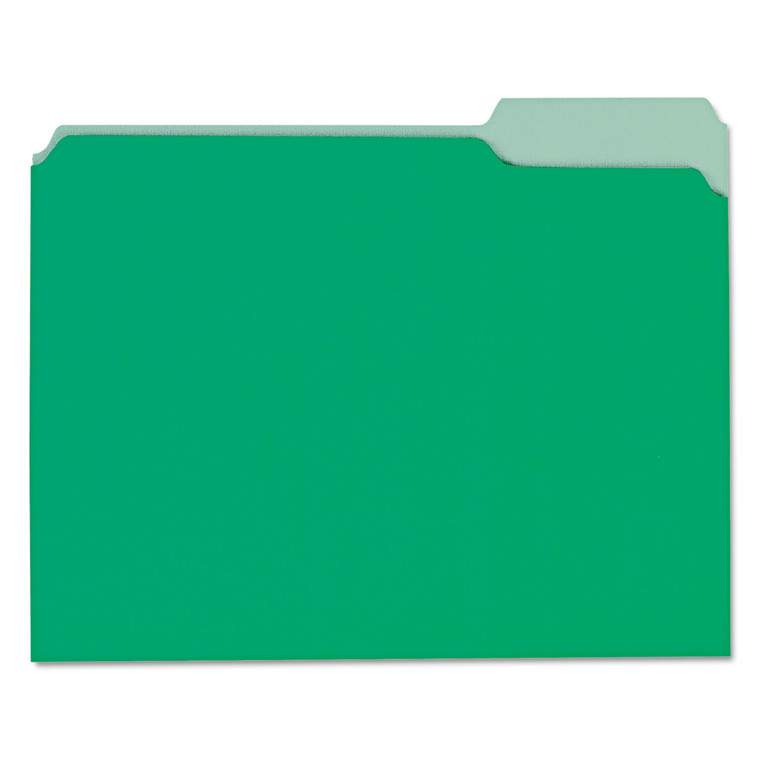 Interior File Folders, 1/3-Cut Tabs, Letter Size, Green, 100/box - UNV12302