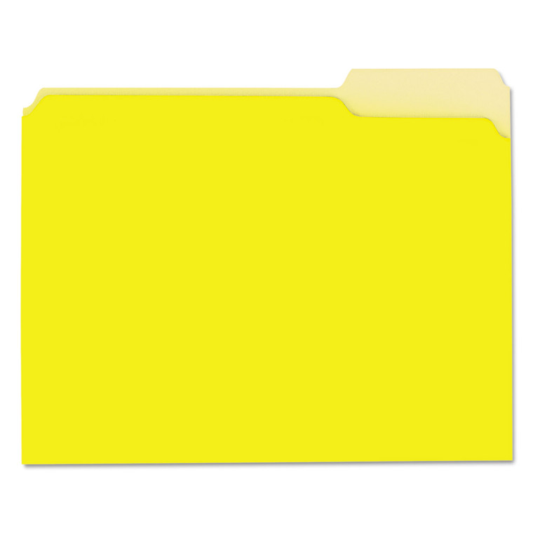 Interior File Folders, 1/3-Cut Tabs, Letter Size, Yellow, 100/box - UNV12304