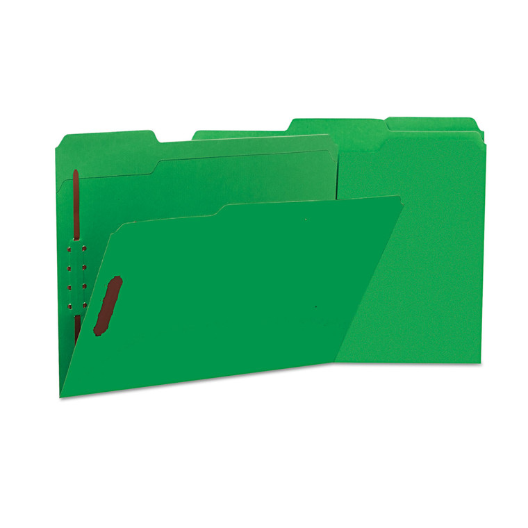 Deluxe Reinforced Top Tab Folders With Two Fasteners, 1/3-Cut Tabs, Letter Size, Green, 50/box - UNV13522