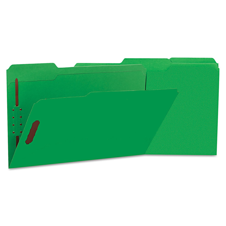 Deluxe Reinforced Top Tab Folders With Two Fasteners, 1/3-Cut Tabs, Legal Size, Green, 50/box - UNV13526