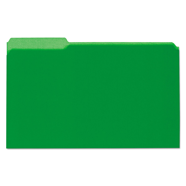 Interior File Folders, 1/3-Cut Tabs, Legal Size, Green, 100/box - UNV15302