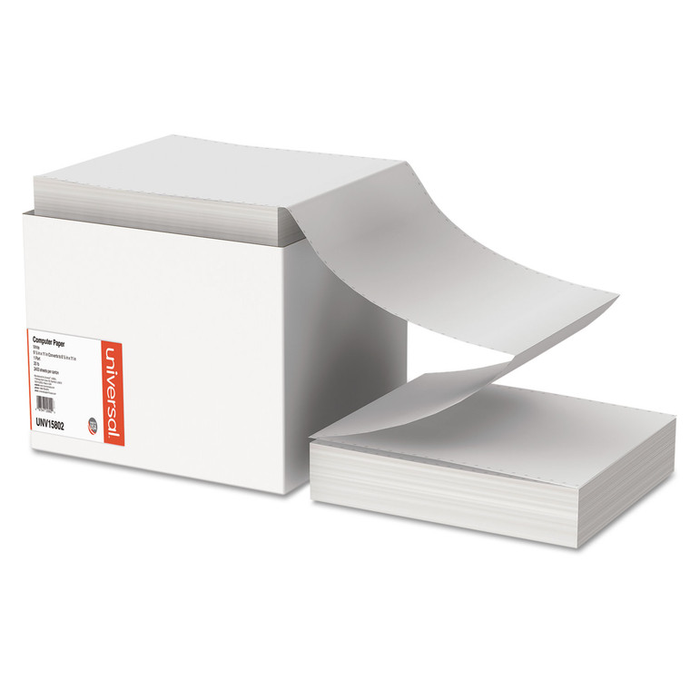 Printout Paper, 1-Part, 0.5" Standard Perforation, 20lb, 9.5 X 11, White, 2,400/carton - UNV15802