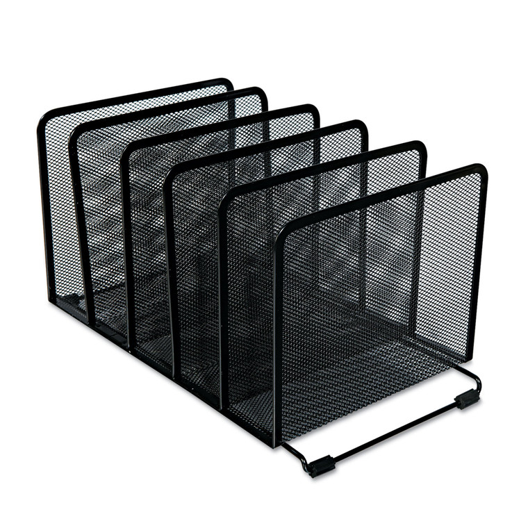 Deluxe Mesh Stacking Sorter, 5 Sections, Letter To Legal Size Files, 14.63" X 8.13" X 7.5", Black - UNV20001