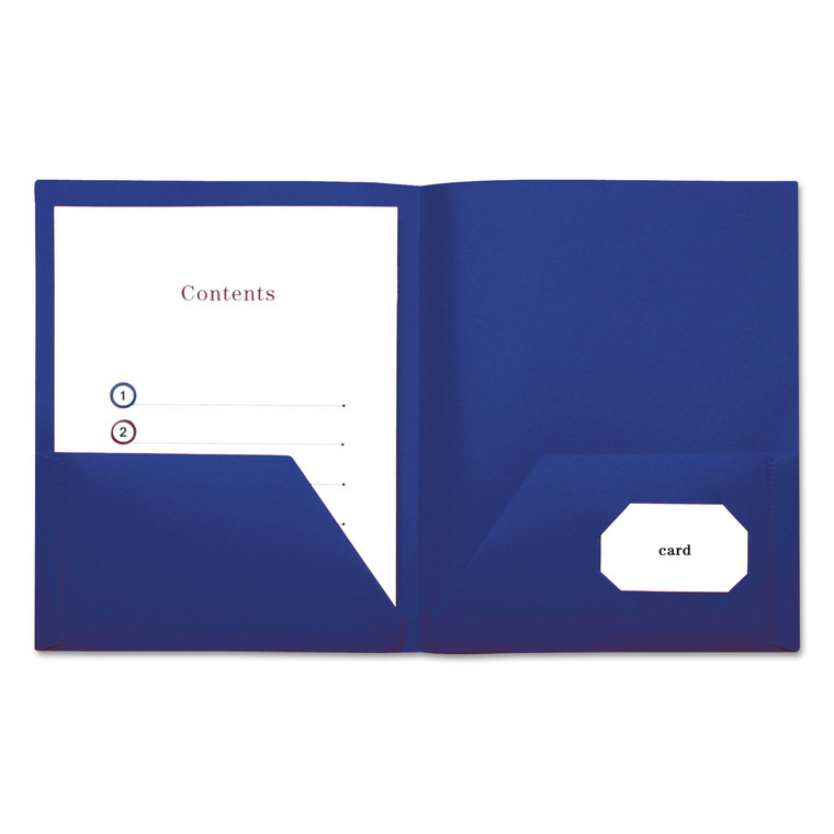 Two-Pocket Plastic Folders, 100-Sheet Capacity, 11 X 8.5, Navy Blue, 10/pack - UNV20541