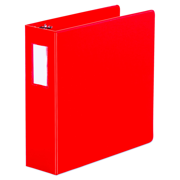 Deluxe Non-View D-Ring Binder With Label Holder, 3 Rings, 3" Capacity, 11 X 8.5, Red - UNV20793