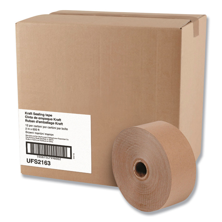 Gummed Kraft Sealing Tape, 3" Core, 2" X 600 Ft, Brown, 12/carton - UNV2163