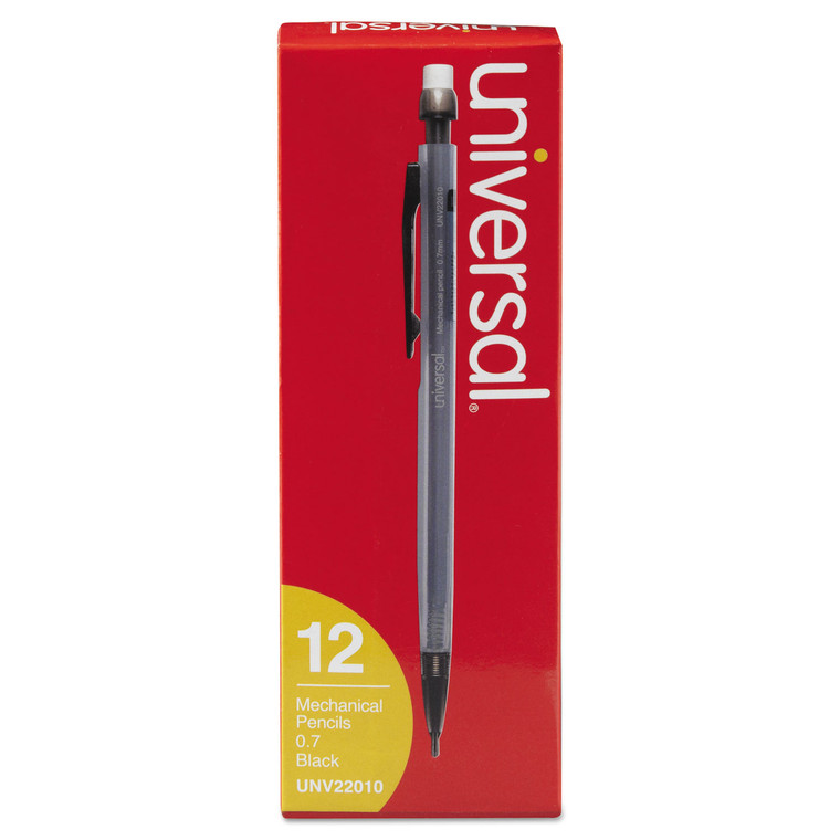 Mechanical Pencil, 0.7 Mm, Hb (#2.5), Black Lead, Smoke Barrel, Dozen - UNV22010