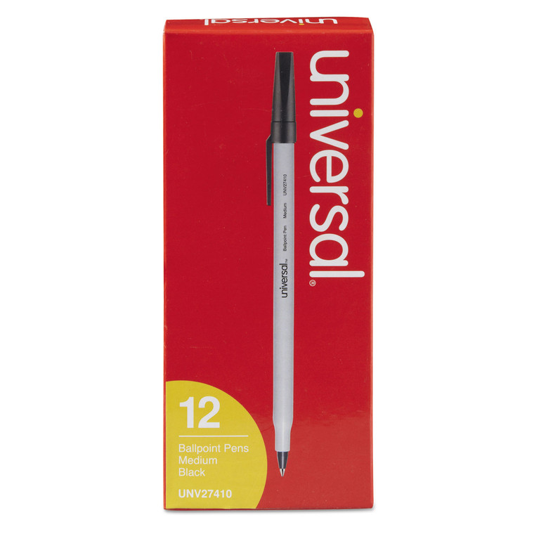 Ballpoint Pen, Stick, Medium 1 Mm, Black Ink, Gray Barrel, Dozen - UNV27410