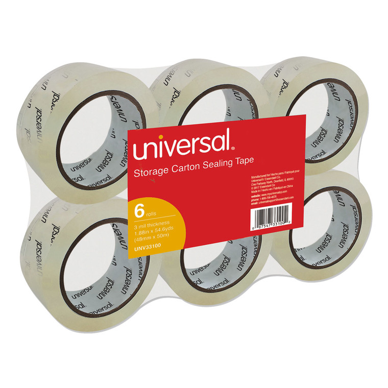 Heavy-Duty Acrylic Box Sealing Tape, 3" Core, 1.88" X 54.6 Yds, Clear, 6/pack - UNV33100