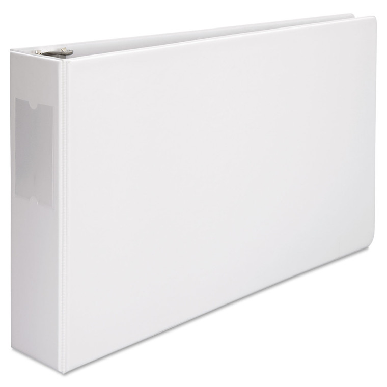 Ledger-Size Round Ring Binder With Label Holder, 3 Rings, 3" Capacity, 11 X 17, White - UNV35424