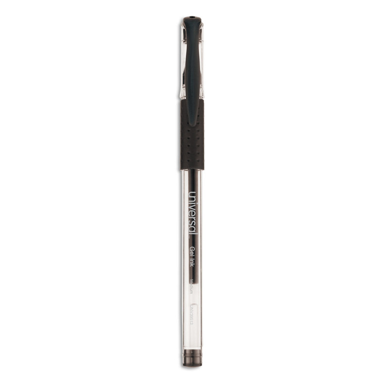 Comfort Grip Gel Pen, Stick, Medium 0.7 Mm, Black Ink, Clear Barrel, 60/pack - UNV39513