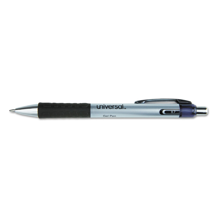 Comfort Grip Gel Pen, Retractable, Medium 0.7 Mm, Black Ink, Silver Barrel, 36/pack - UNV39724