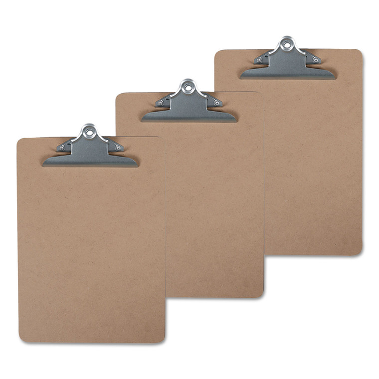 Hardboard Clipboard, 1" Capacity, 8 1/2 X 11, Brown, 3/pack - UNV40304VP