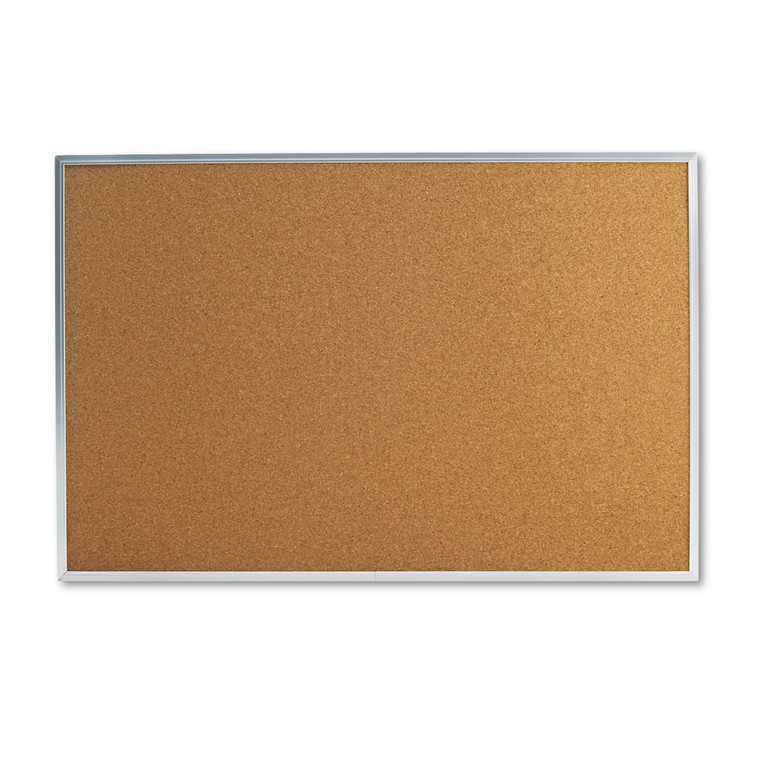 Bulletin Board, Natural Cork, 36 X 24, Satin-Finished Aluminum Frame - UNV43613